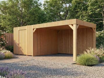 Veiling - Tuinhuis triple-profiel met overkapping 350x700x24, Nieuw