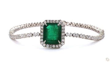 Tennis armband Platina - 10.89ct. tw. Smaragd - Diamant