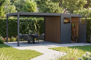 Move lamellen overkapping 4x3 m. incl. berging 3x2 m., Tuin en Terras, Overkappingen, Verzenden, Nieuw