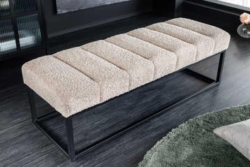 Design bank PETIT BEAUTE 110cm champagnegrijs Boucle zwart, Ophalen of Verzenden, Nieuw