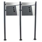 Dubbele Staande Brievenbus - Krantenvak - Grafiet, Tuin en Terras, Brievenbussen, Verzenden, Nieuw