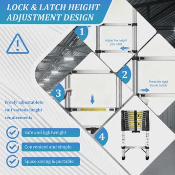 2.6M-6.3M Telescopische Ladder van Roestvrij Staal met Afnee, Verzenden, Nieuw