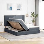 vidaXL Opslag bed met matras Donkergrijs 200 x 200 cm, Verzenden, Nieuw, Grijs, Stof