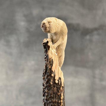 Snijwerk, NO RESERVE PRICE - Stunning Otter carving from, Antiek en Kunst