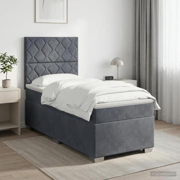 vidaXL Boxspringbed met matras Donkergrijs Enkel Fluweel, Verzenden, Nieuw, Stof