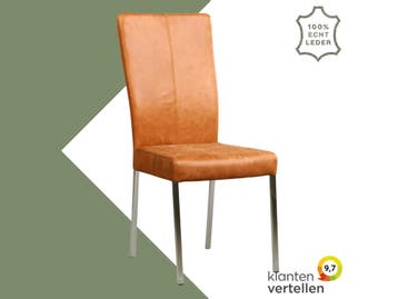 Leren eetkamerstoel Daily - Vintage Cognac (cognac) - Poten, Bruin, Nieuw, Leer, Ophalen of Verzenden