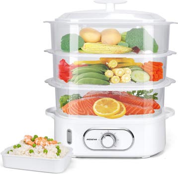 Stoomkoker - met Timer - 12L - 900W - Wit - Aigostar, Verzenden, Zo goed als nieuw