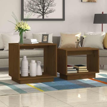 vidaXL 2-delige Salontafelset massief grenenhout honingbruin, Verzenden, Nieuw, Grenenhout, Minder dan 50 cm
