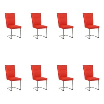 Set van 8 Leren eetkamerstoelen Retro - Toledo Ferrari, Ophalen of Verzenden, Nieuw, Leer, Vijf, Zes of meer stoelen