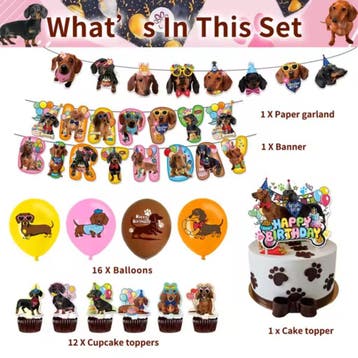 31-delige Teckel party decoratie set Happy Birthday, Dieren en Toebehoren, Verzenden, Nieuw