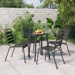 vidaXL 5-delige Tuinset staal antracietkleurig, 4 zitplaatsen, Verzenden, Nieuw, Rvs