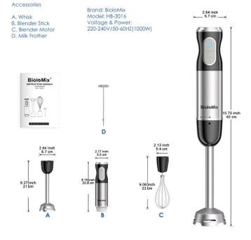 Staafmixer 3-in-1 RVS – Handblender met Garde en Opschuimer, Verzenden, Nieuw