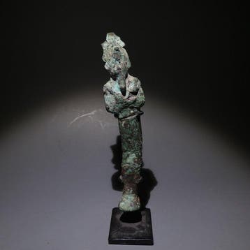 Oud-Egyptisch Brons Osiris-godsculptuur. 14,5 cm hoog. Late