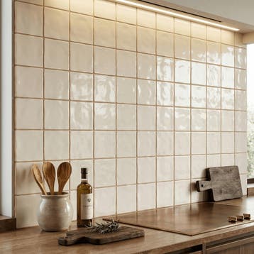 Wandtegel Equipe Handvorm Ritmo Pearl Creme Glans 10x10, Doe-het-zelf en Verbouw, Nieuw, Minder dan 20 cm, 10 m² of meer, Wandtegels