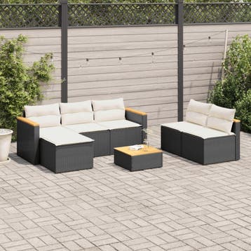 vidaXL 5-delige Loungeset met kussens poly rattan acacia, Verzenden, Nieuw, Loungeset