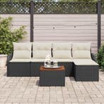 vidaXL Tuinbankenset met opslag 6 pcs Zwart en Crème poly, Verzenden, Nieuw, Rotan