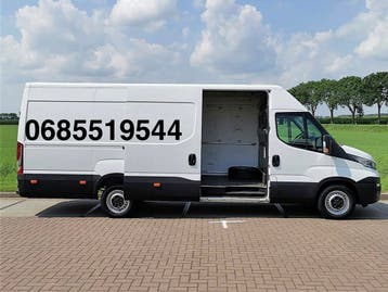 Grote bus met mankracht verhuizingen grofvuil ophalen, Inpakservice, Verhuizen internationaal