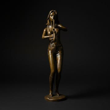 Beeld, Vrouw met saxofoon - 46.5 cm - Brons
