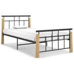 vidaXL Bedframe metaal en massief eikenhout 90x200 cm, Huis en Inrichting, Slaapkamer | Bedden, 90 cm, Eenpersoons, Verzenden