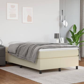 vidaXL Boxspring bed kunstleer crèmekleurig 120x200 cm, Overige materialen, Verzenden, Nieuw, Twijfelaar