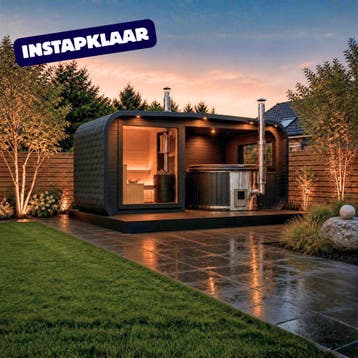 Complete Buitensauna Lounge + hottub of jacuzzi, Nieuw, Fins of Traditioneel, Complete sauna