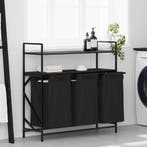 vidaXL Wasmand 3 vakken met planken zwart eikenkleurig, Verzenden, Nieuw