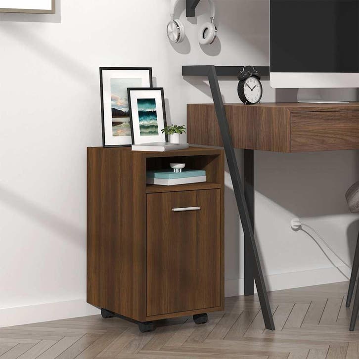 vidaXL Bijzetkast met wielen 33x38x60 cm bewerkt hout, Huis en Inrichting, Kasten | Overige, Nieuw, Verzenden