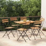 Bistrostoelen 6 st inklapbaar massief teakhout en staal, Tuin en Terras, Tuinstoelen, Verzenden, Nieuw