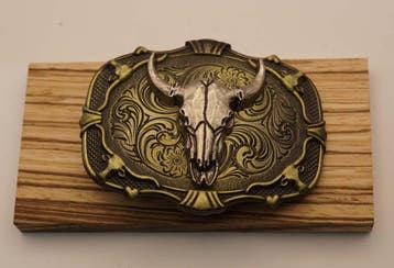 Verwisselbare gesp nikkel stierenschedel brons sier schild, Losse buckle of gesp, Overige kleuren, Verzenden, Geen merk