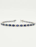Armband - 18 karaat Witgoud Saffier - Diamant, Nieuw