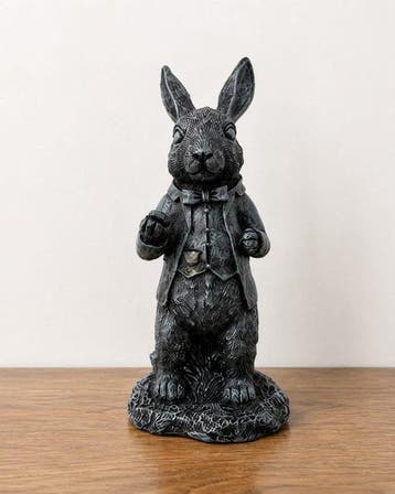 sculptuur, Elegant Gentleman Rabbit Figurine with Detailed