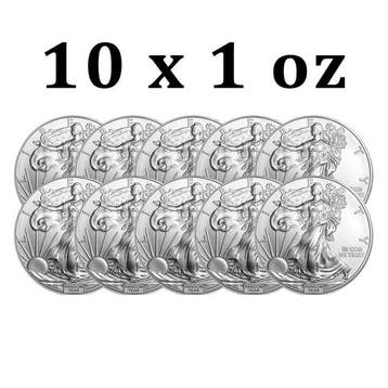 Verenigde Staten. 1 Dollar 10 x 1 oz $1 USD American Silver