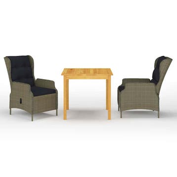 vidaXL 3-delige Tuinset bruin, Tuin en Terras, 2 zitplaatsen, Nieuw, Tuinset, Verzenden