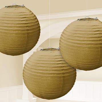 3 gouden lampionnen 21cm, Hobby en Vrije tijd, Feestartikelen, Ophalen of Verzenden, Nieuw