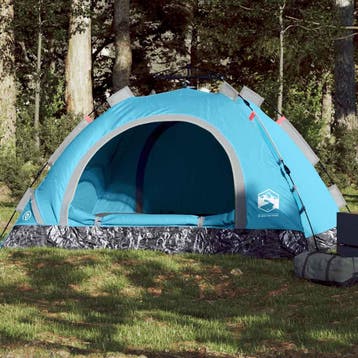 vidaXL Tent 3-persoons snelontgrendeling blauw, Verzenden, Nieuw, Tot en met 2