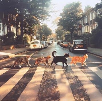 Dikhotomy - “Kitty Abbey Road”. - 40 x 40 cm.