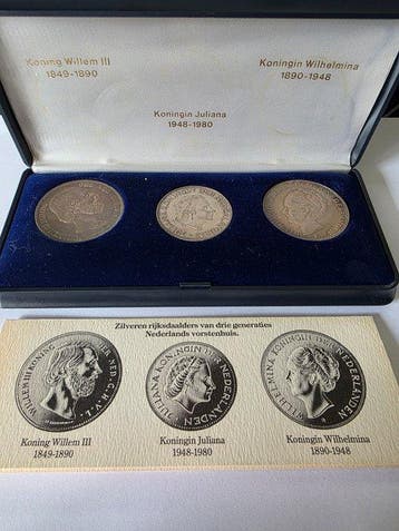 Nederland. 2 1/2 Gulden Set van 3 stuks (Zonder