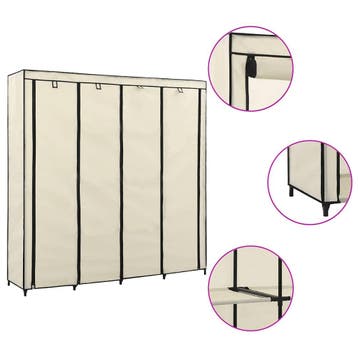 vidaXL Kledingkast met 4 vakken 175x45x170 cm crème, Verzenden, Nieuw