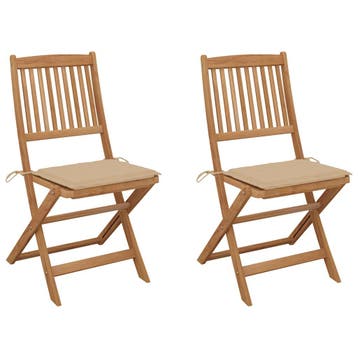 vidaXL Set van 2 klapstoelen met kussens, gemaakt van, Verzenden, Nieuw, Hout