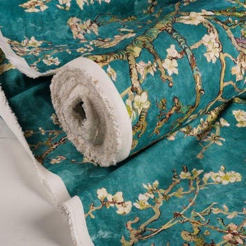 Katoenen Panama-stof Blossom Turquoise – Geïnspireerd door