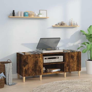 vidaXL Platenkast 121x38x48 cm bewerkt hout gerookt, Huis en Inrichting, Verzenden, Nieuw