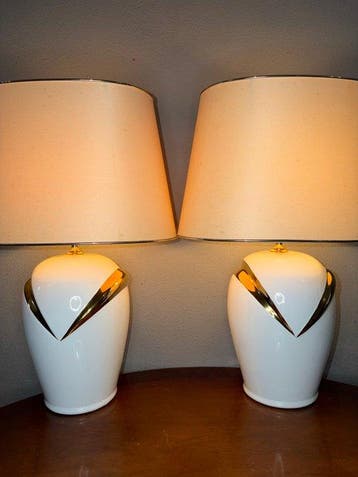 Chique heigh-end lamps - Tafellamp (2) - Keramiek, Textiel -