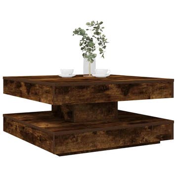 vidaXL Salontafel 360 graden draaibaar 70x70x34,5 cm gerookt, 50 tot 100 cm, Verzenden, Nieuw, 50 tot 100 cm