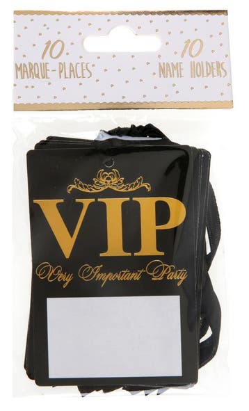 10 Name tags VIP van karton aan satijn lint, Verzenden, Nieuw, Feestartikel, Overige