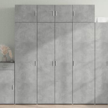vidaXL Opbergkast 80x42,5x225 cm bewerkt hout betongrijs, Minder dan 50 cm, 75 cm of meer, Nieuw, Overige houtsoorten
