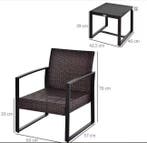 Rotan Balkonset 3-delig – 2 Stoelen met Kussens + Tafel, Tuin en Terras, Tuinsets en Loungesets, Verzenden, Nieuw
