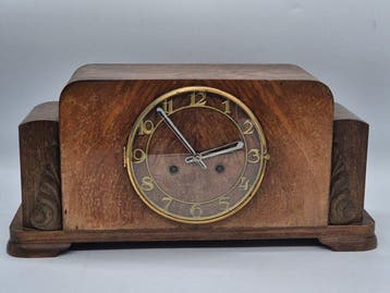 Klok - Art Deco Hout, Messing - 1950-1960