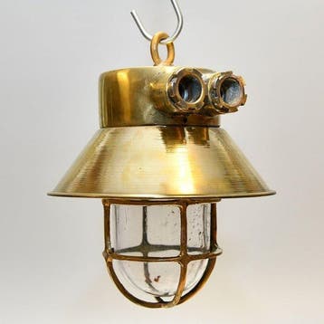 Wandlamp - Messing, Glas - Industrieel kooi-lamp