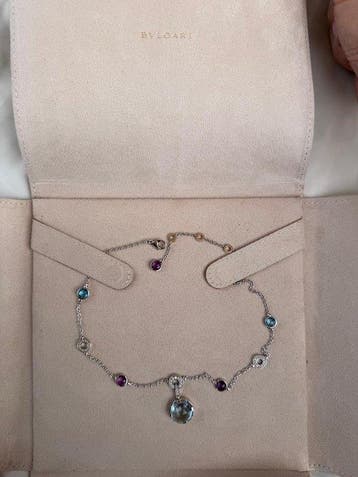 Bvlgari - Ketting met hanger - 18 karaat Witgoud Topaas -