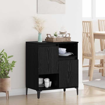 vidaXL Dressoir Zwart Eiken 60 x 35 x 70 cm Bewerkt hout, Verzenden, Nieuw, Overige houtsoorten, Minder dan 50 cm